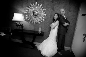 White Horse Wedding Photography Black and White Bride and Groom