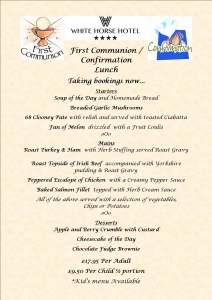 First Communnion and confirmation menu