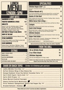 Lunch menu derry