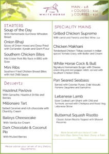 Restaurant menu best in Derry NW Business Awards