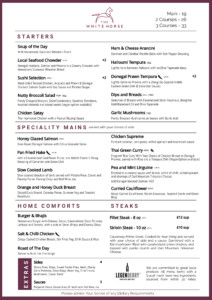 Dinner Menu Best Restaurant n Derry 2022