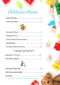 Childrens Menu Derry